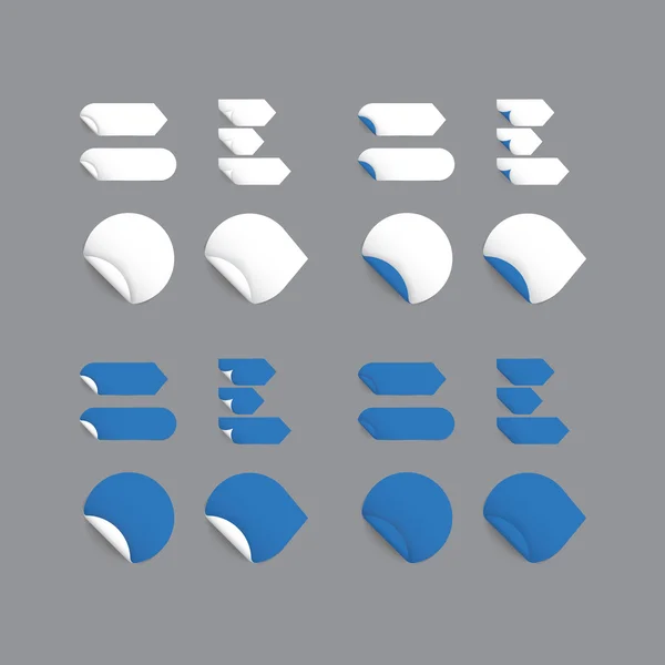 Pegatinas vectoriales realistas - colección azul. Diseño moderno, blan — Vector de stock