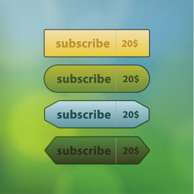 Four colorfully buttons for website or presentation. Simple beve