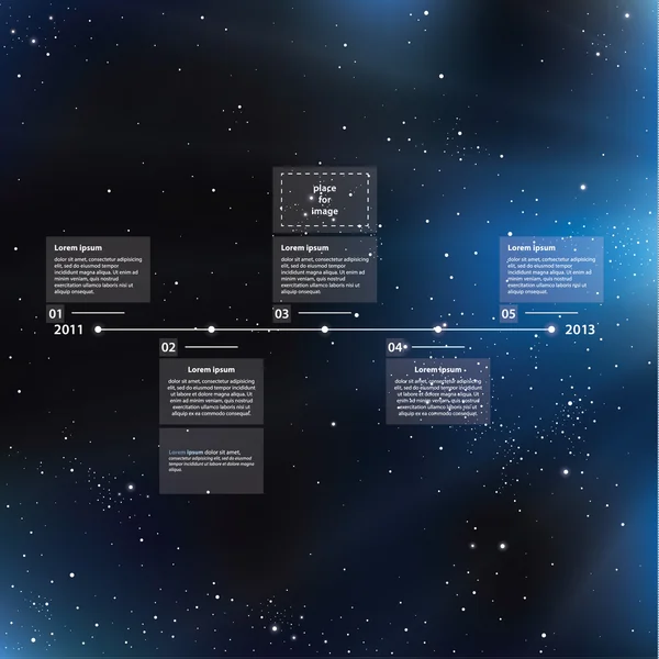 Γραμμή του χρόνου πρότυπο με λαμπρό υπόβαθρο του σύμπαντος. πρότυπο wi — Διανυσματικό Αρχείο