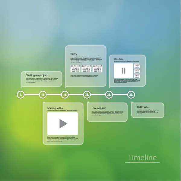 Plantilla de línea de tiempo vectorial. Diseño con mucho espacio para su contenido — Archivo Imágenes Vectoriales