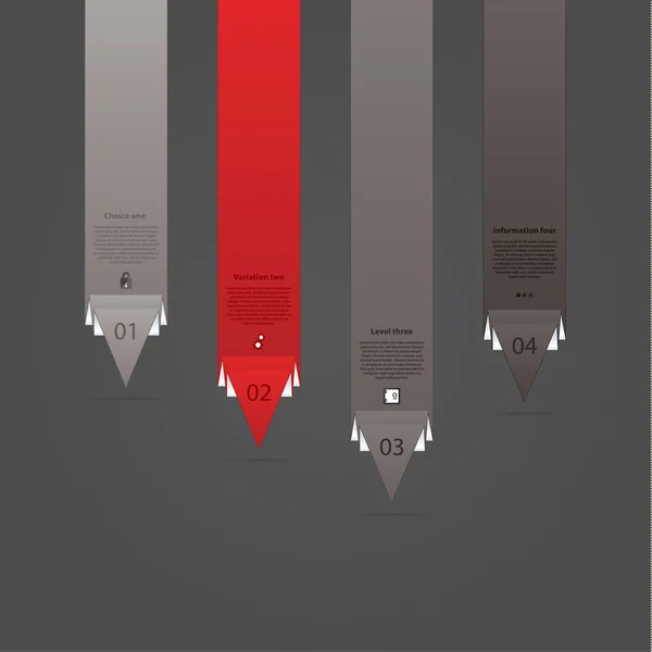 De longs pointeurs vectoriels. Quatre pointeurs de flèche design moderne avec muc — Image vectorielle