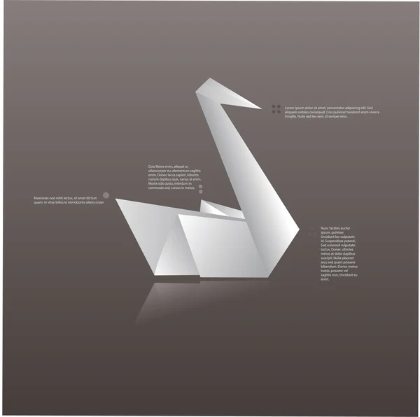 Cisne de origami de papel vectorial. Cisne de papel con espacio para el texto sobre — Vector de stock