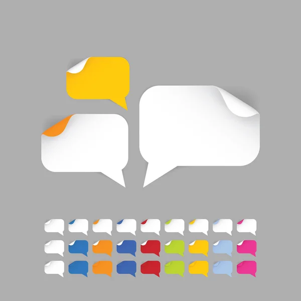 Bolhas de fala adesivos em nove cores diferentes. Colorida p —  Vetores de Stock
