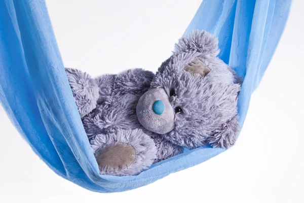Blue Teddy Bear on the white — Stock Photo, Image