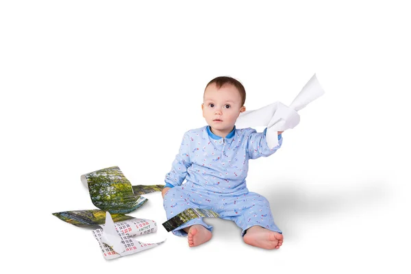 Child tearing the paper calendar — Stock Photo, Image