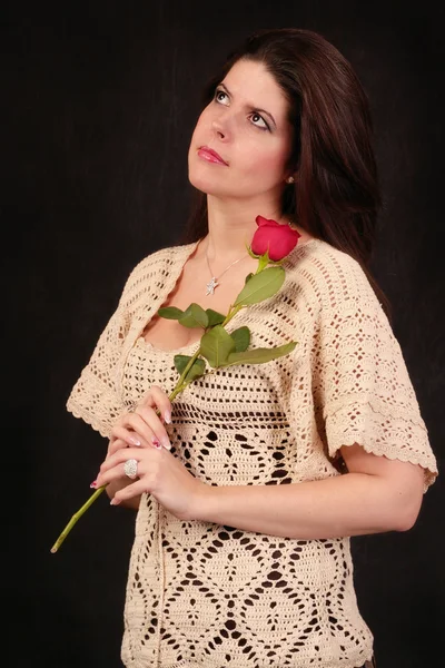 Donna con rosa — Foto Stock