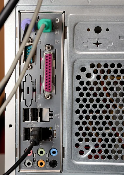 Close-up photography of back of computer — Stock Photo, Image