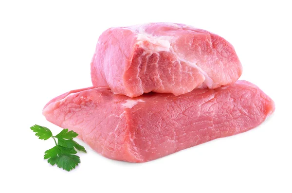Laje de carne fresca isolada sobre branco — Fotografia de Stock