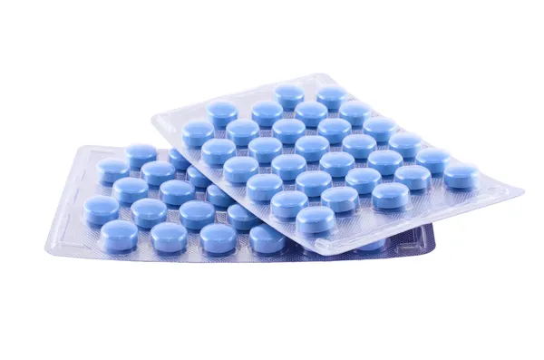 白で隔離される青い医療薬 — ストック写真
