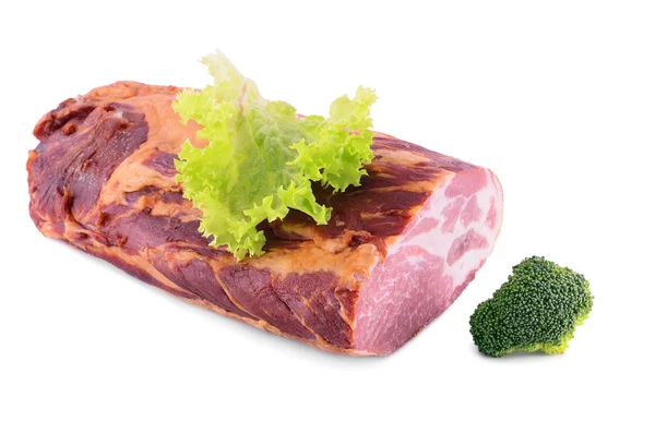 Carne affumicata isolata su bianco — Foto Stock