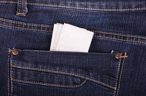 Paper handkerchief in the jeans pocket — Stock Photo, Image