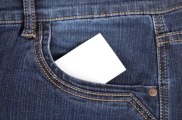 Sticker in pocket jeans — Stock Photo, Image