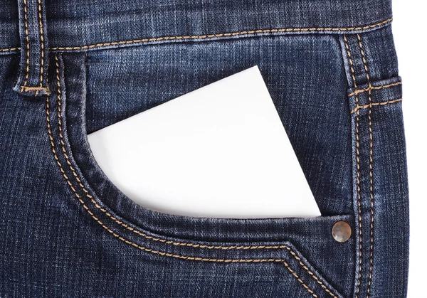 Sticker in pocket jeans — Stock Photo, Image