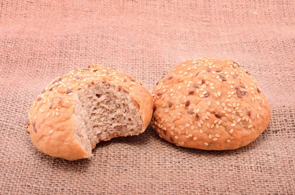 Bakery products on sackcloth — Stock Photo, Image