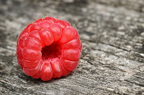 Framboise rouge mûre sur fond bois — Photo