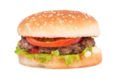 beyaz zemin üzerinde ızgara burger