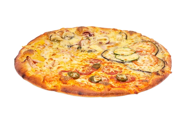 Pizza cztery smaki, na białym tle — Zdjęcie stockowe