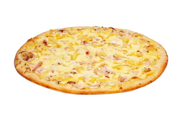 Pizza hawaiana su sfondo bianco — Foto Stock