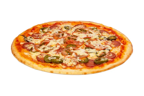 Pizza Peperoni, sobre fundo branco — Fotografia de Stock