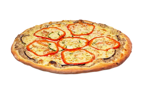 Vegetarische Pizza auf weißem Hintergrund — Stockfoto