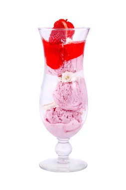Çilekli dondurma cam