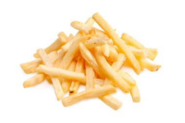 Beyaz arka planda patates kızartması.