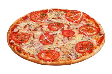 Beyaz arkaplanda izole edilmiş pizza