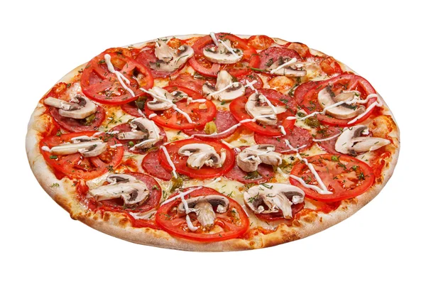 Pizza geïsoleerd op witte achtergrond — Stockfoto