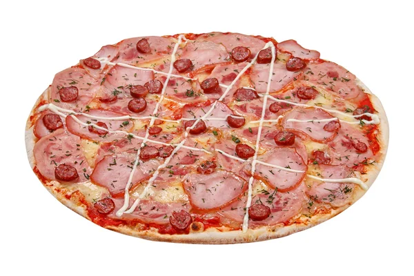 Beyaz arkaplanda izole edilmiş pizza — Stok fotoğraf