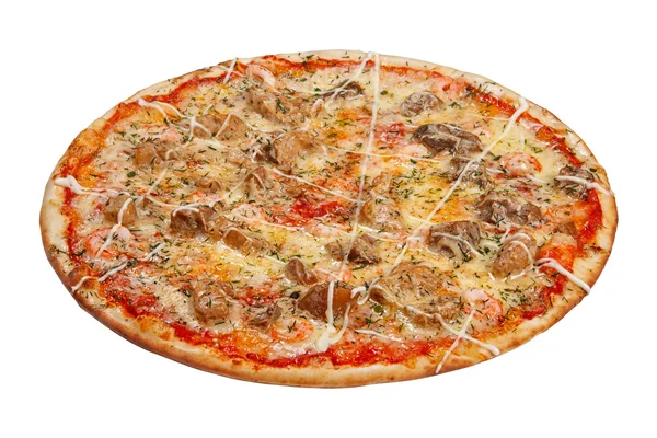 Pizza geïsoleerd op witte achtergrond — Stockfoto