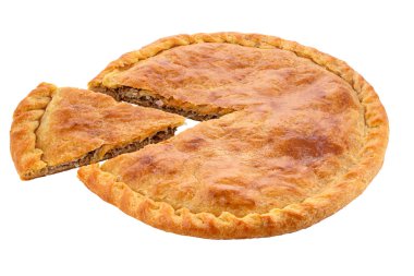 etli börek ile bir altın yumurta kabuğu yıkanmış