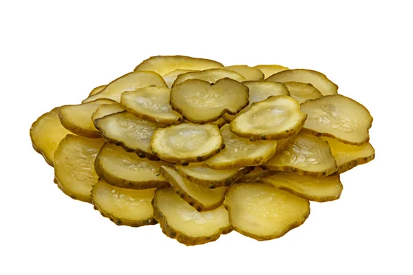 Un mucchio di fette di cetriolo sottaceto — Foto Stock