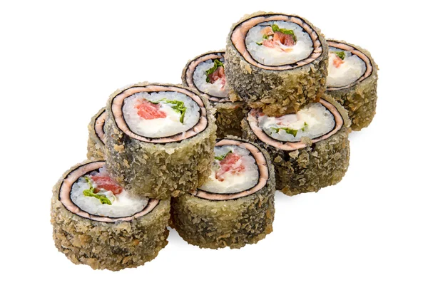 TEMPURA maki sushi met zalm — Stockfoto
