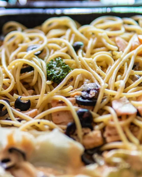Gros Plan Délicieux Spaghettis Aglio Olio — Photo