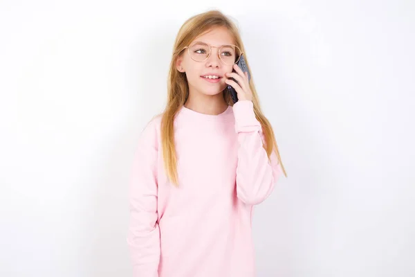 Pleasant Looking Happy Beautiful Caucasian Little Girl Wearing Pink Sweater — Stock Photo, Image