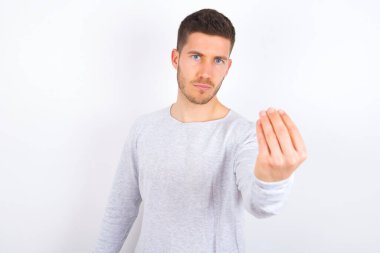 young caucasian man wearing casual clothes over white background Doing Italian gesture with hand and fingers confident expression