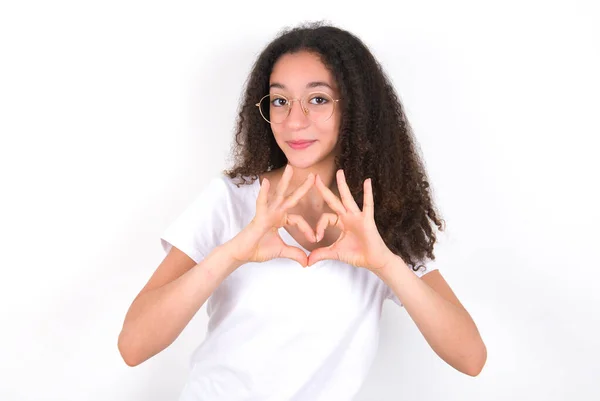 Serious Teenager Girl Afro Hairstyle Wearing White Shirt White Background — 스톡 사진