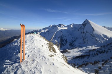 Ski touring exploration clipart