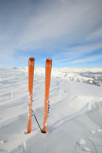 Tour ski on the summit — Stock Photo, Image
