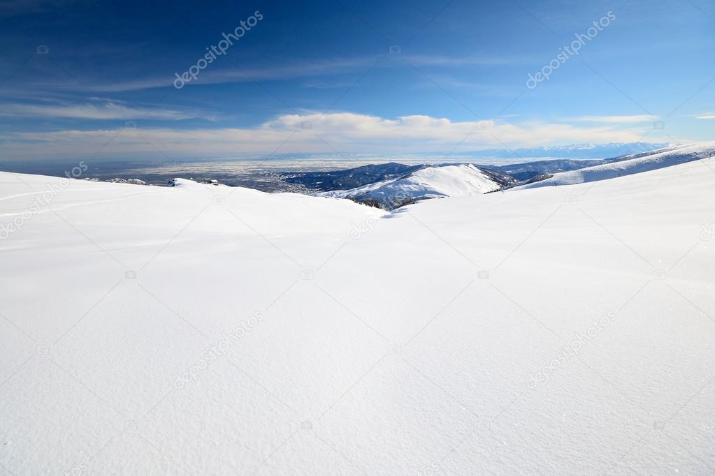 Snowy slope with superb panoramic view