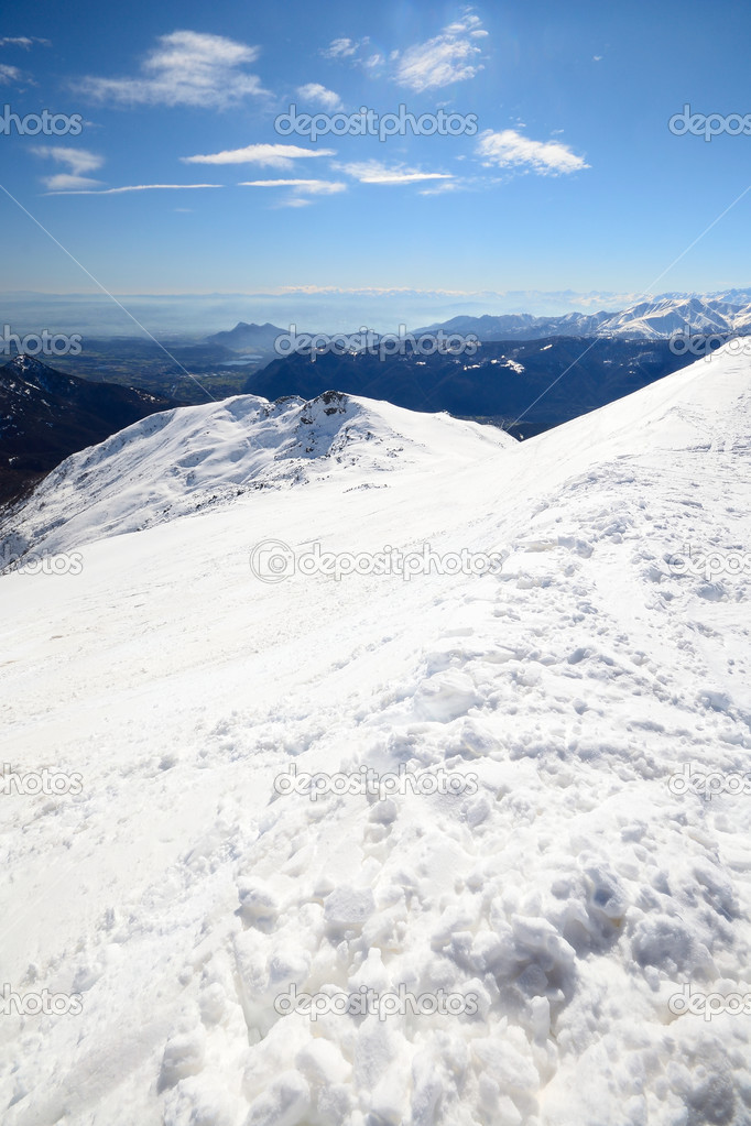 Panoramic snowy ridge