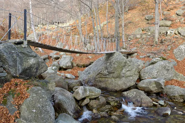 Rep upphängd footbridge — Stockfoto