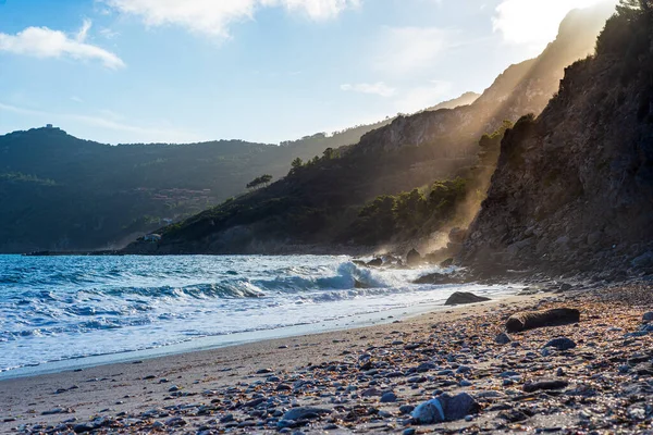 Praia Vazia Toscana Itália Baía Areia Parque Natural Costa Dramática — Fotografia de Stock