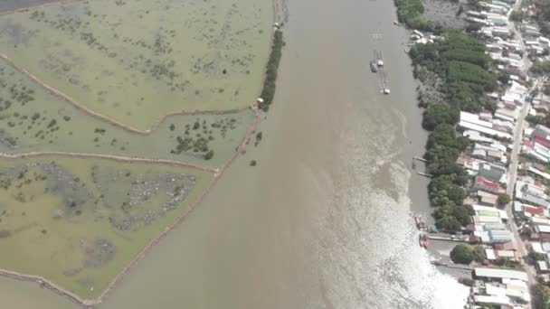 Vista Aérea Região Delta Rio Mekong Tien Vietnã Ramais Rios — Vídeo de Stock