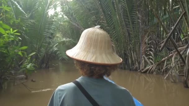Paseo Barco Por Región Del Delta Del Río Mekong Ben — Vídeo de stock