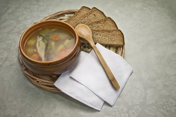 Sopa de peixe na orelha russa — Fotografia de Stock