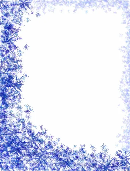 Light blue snowflakes and sparkles on the white background — Stock Photo, Image