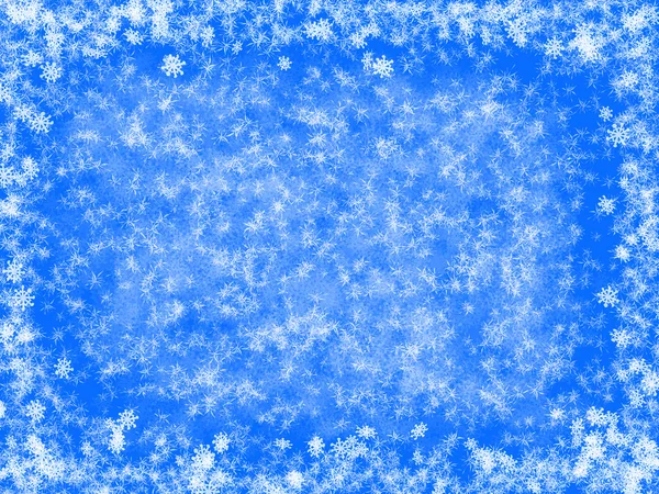 Luz azul fantasia fundo de Natal com flocos de neve brancos — Fotografia de Stock
