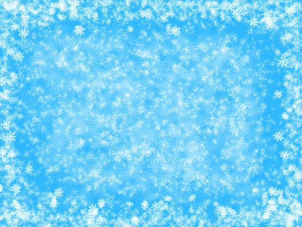 Luz azul fantasia fundo de Natal com flocos de neve brancos — Fotografia de Stock