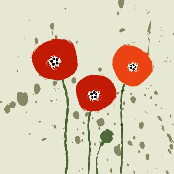 Soyut poppies vektör — Stok Vektör